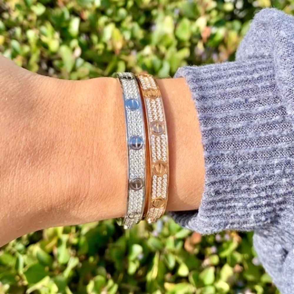 Pave Screw Bangle Bracelet with Screwdriver in Silver - Picture 12 of 12